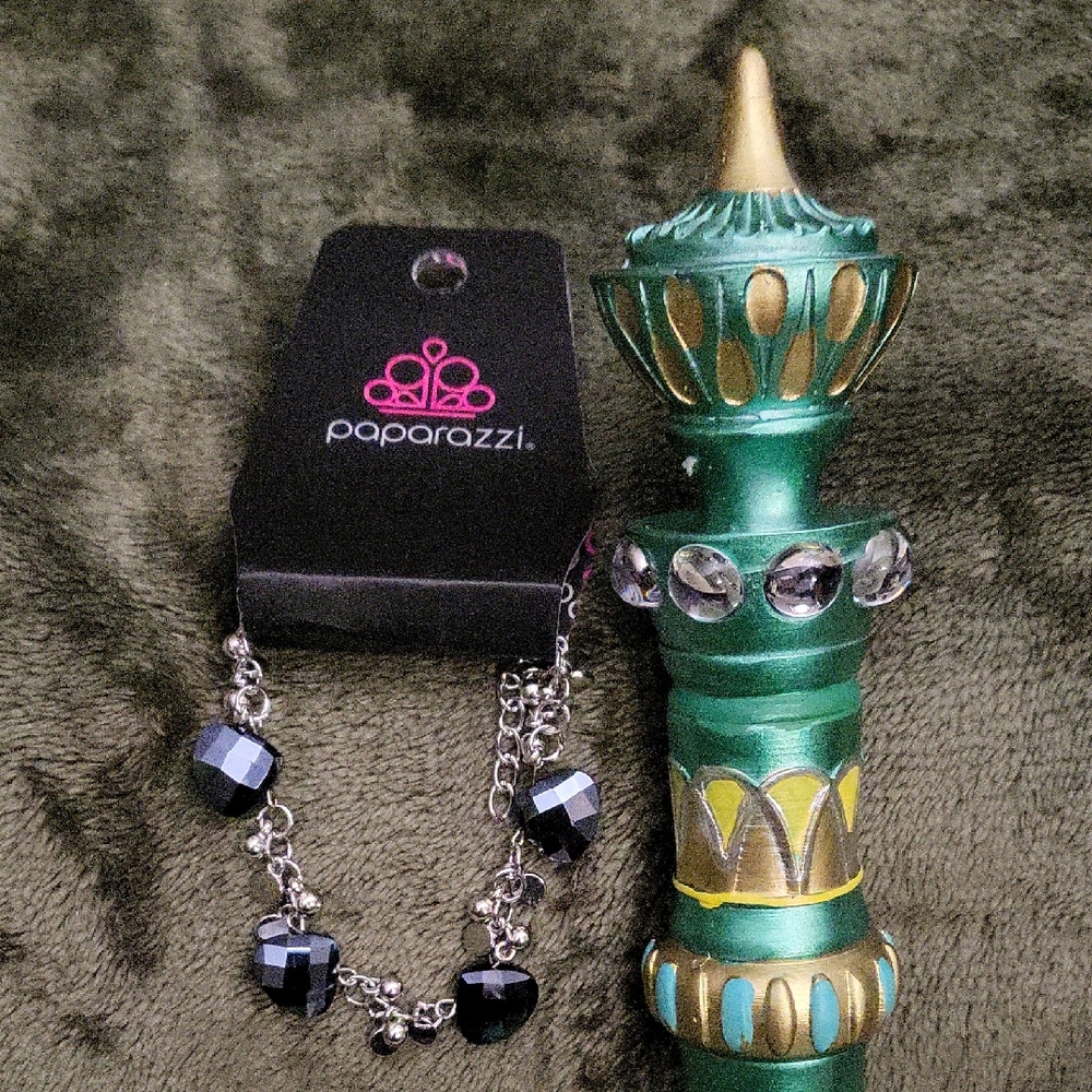 Paparazzi Black and Silver Bracelet with Faceted Beads